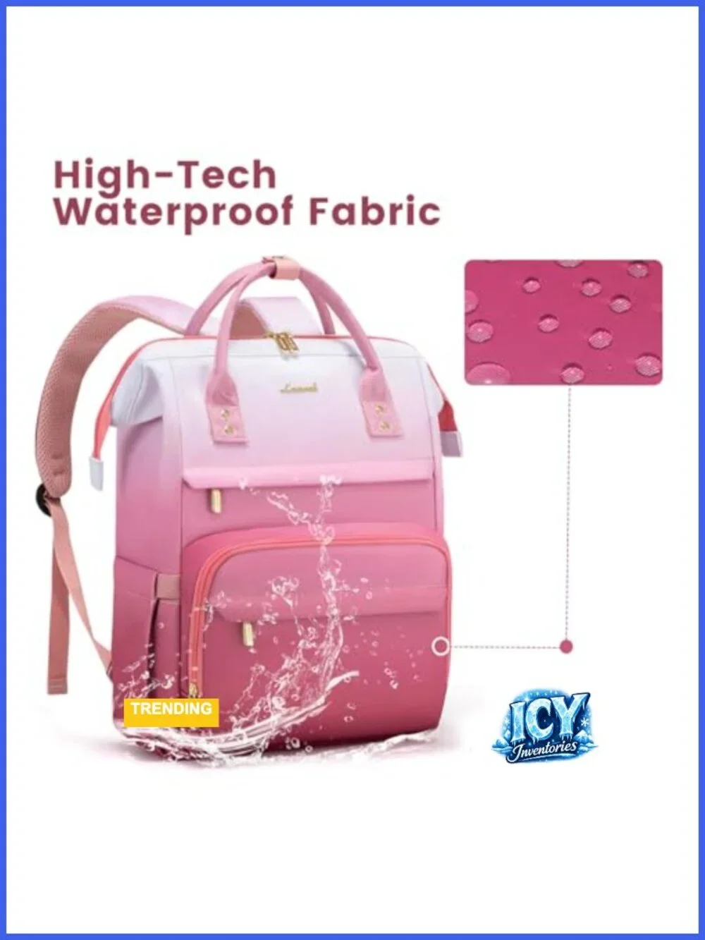 Gradient Laptop Backpack with Anti-Theft Pocket, Waterproof Work Bag